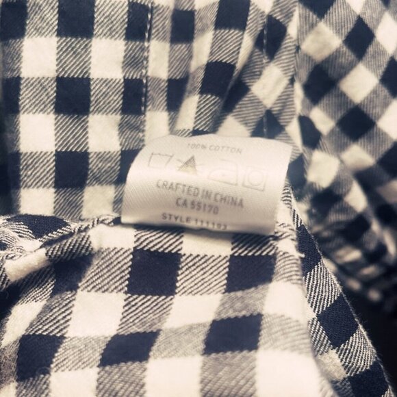 Frank & Oak cotton checkered long sleeve black white collared button down XS - Picture 5 of 5